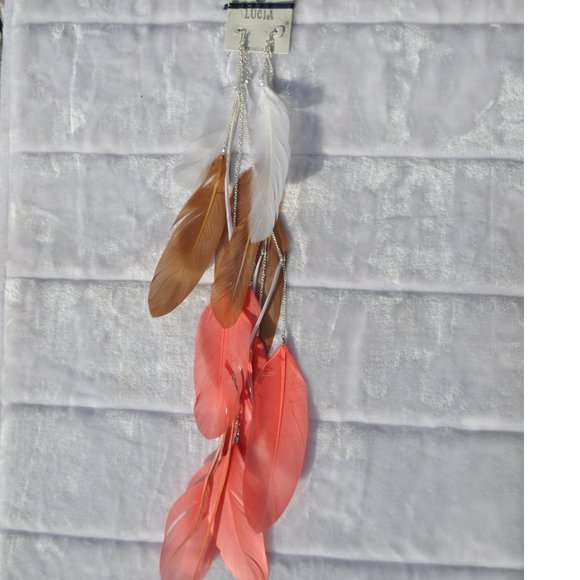 feather earring Lightweight Fancy Bohemian style. LOT OFF 4 PAIRS - Picture 5 of 7